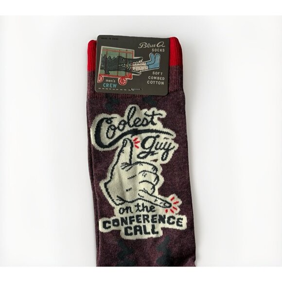 Blue Q Socks Men's Crew Socks " Coolest Guy On The Conference Call" Sz 7-12 - Picture 3 of 7